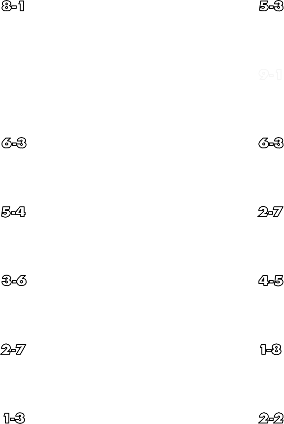 8-1 2-7 6-3 5-4 3-6 2-7 1-3 5-3 9-1 6-3 2-7 4-5 1-8 2-2